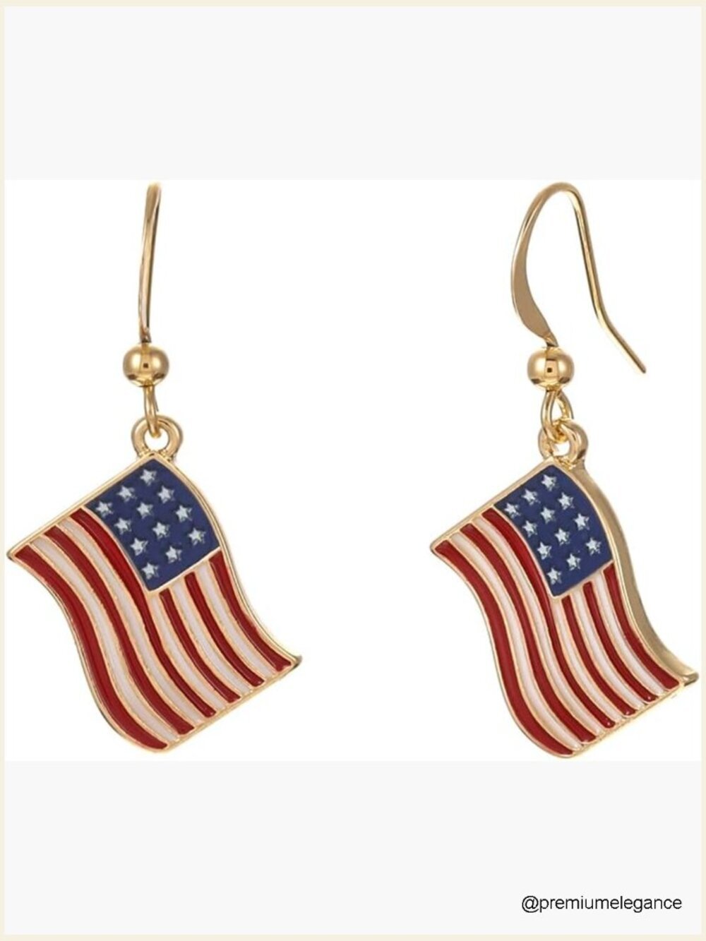Dangle Fish Hook Patriotic Flag Earrings for Women